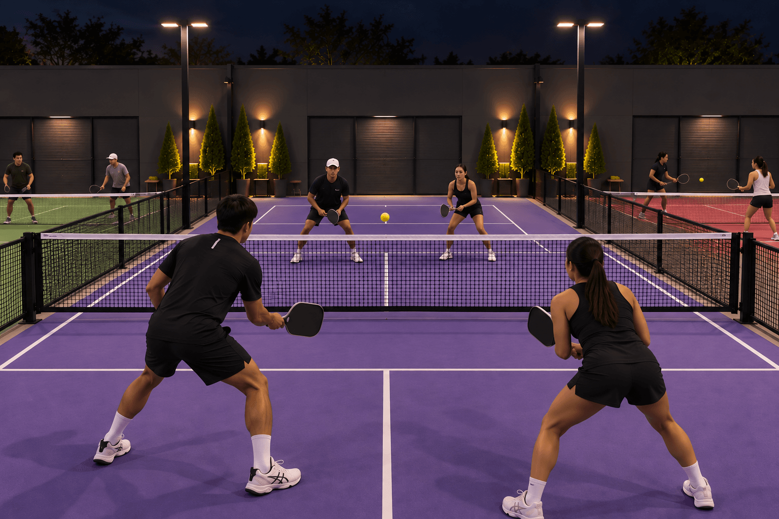 Pickleball players gathered for a game